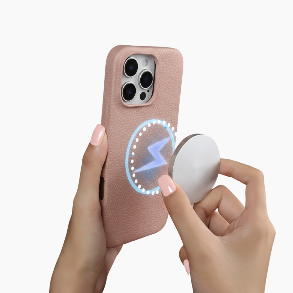 FIORE iPhone MagSafe Läderfodral rosa/beige