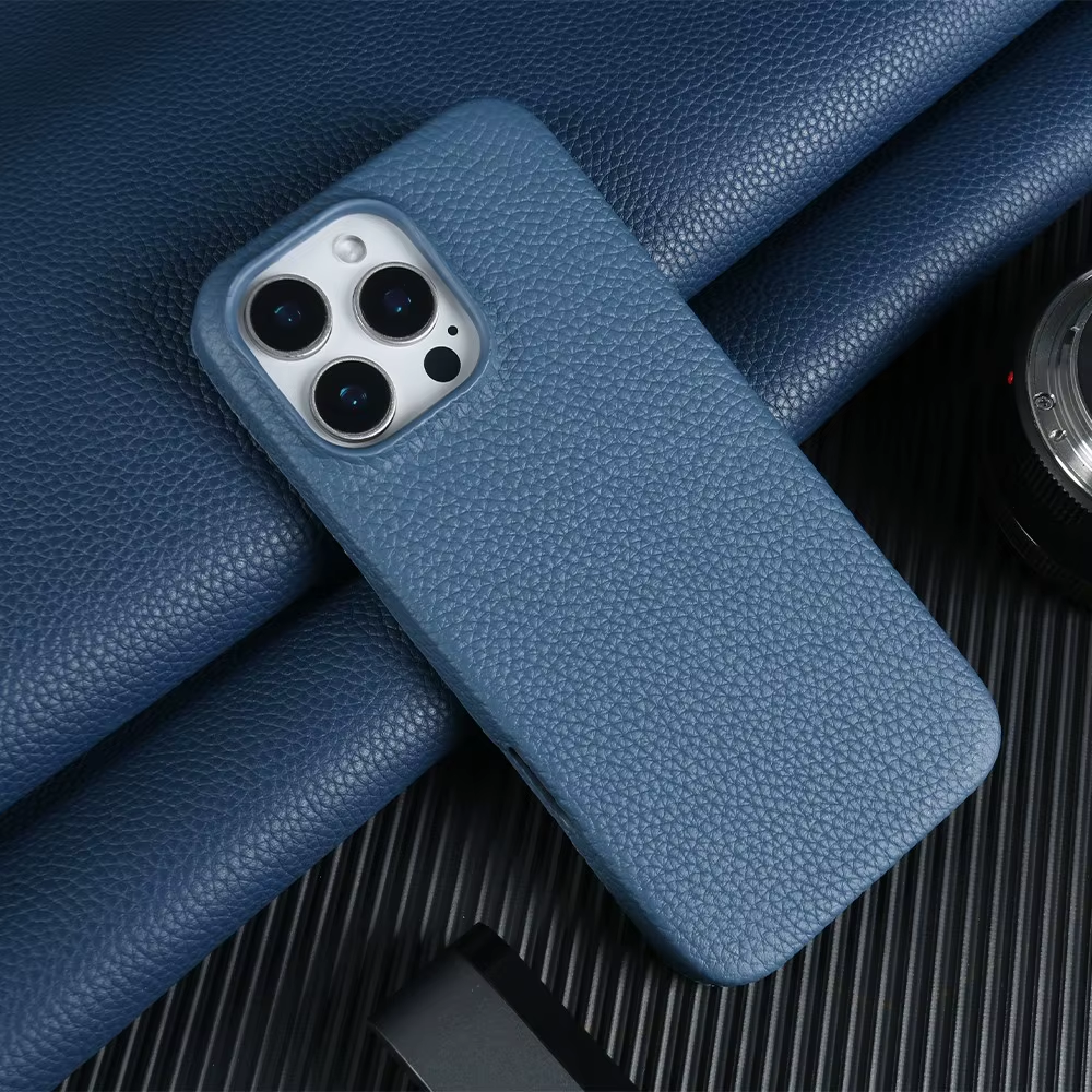 VALENTI iPhone MagSafe Läderfodral Blå